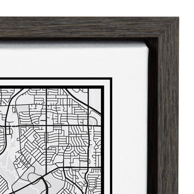 Sylvie Dallas Modern Map Framed Canvas by kateandlaurel - product image 3 for Resin Society