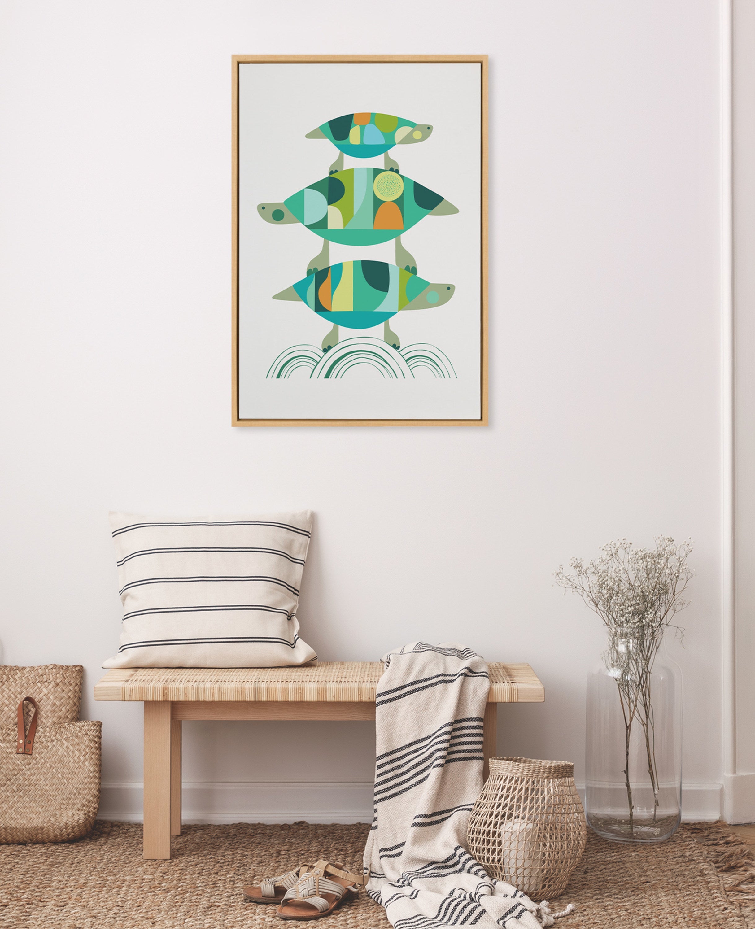 Sylvie Turtle Family Framed Canvas by Rachel Lee of My Dream Wall