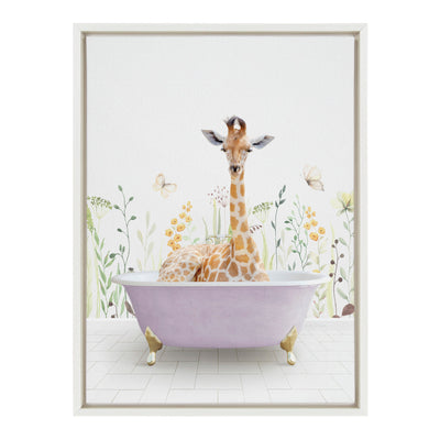 Sylvie Giraffe In Spring Bath Framed Canvas by kateandlaurel - product image 2 for Resin Society