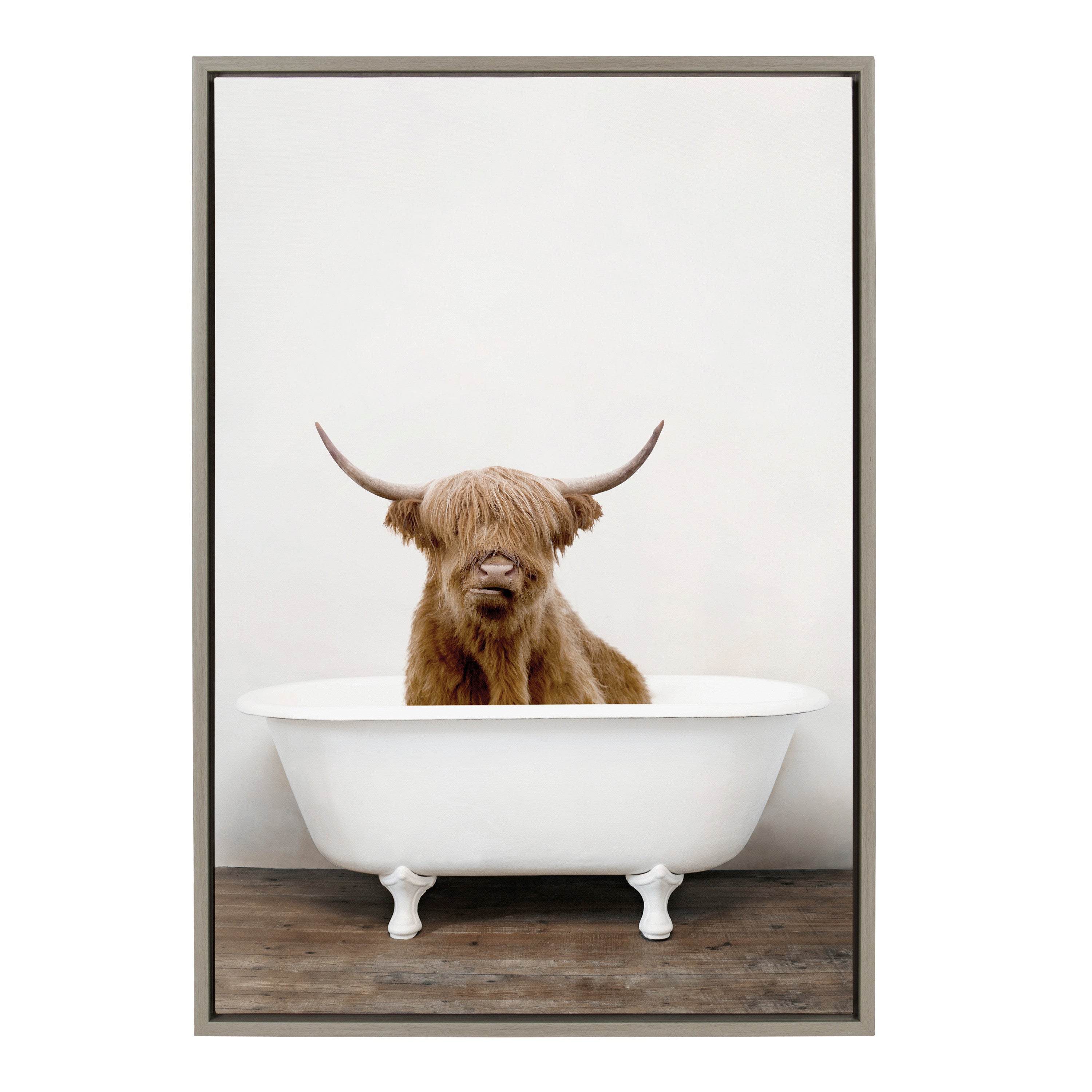 Sylvie Highland Cow in Tub Color Framed Canvas by kateandlaurel - product image 14 for Resin Society