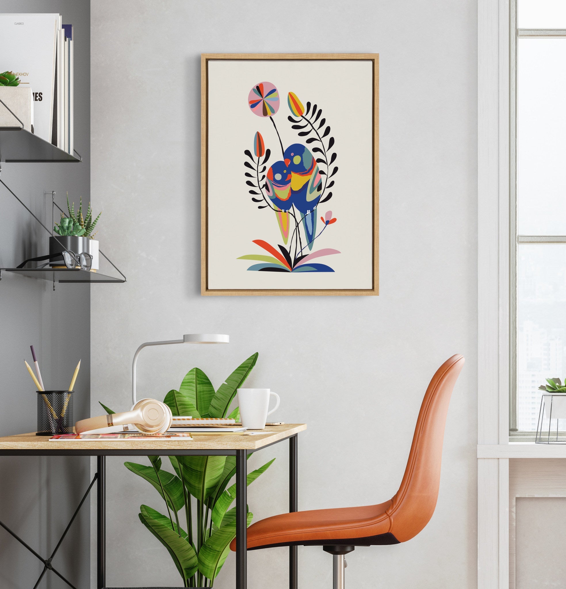 Sylvie Rainbow Lorikeet Framed Canvas by kateandlaurel - product image 7 for Resin Society
