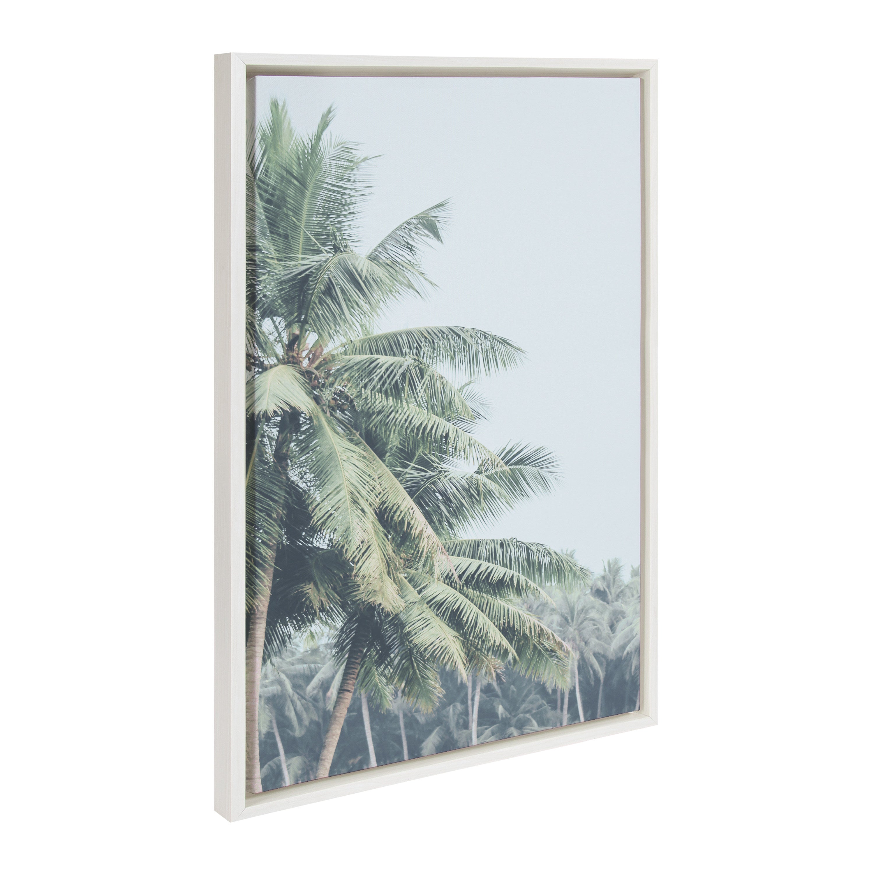Sylvie Pale Green Coconut Palm Trees Framed Canvas by The Creative by kateandlaurel - product image 2 for Resin Society