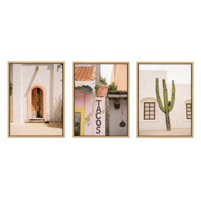 Sylvie Cabo San Lucas No 4, Isla Holbox No 3, Cactus no 2 Mexico Framed Canvas Art Set by Crystal Lynn Collins