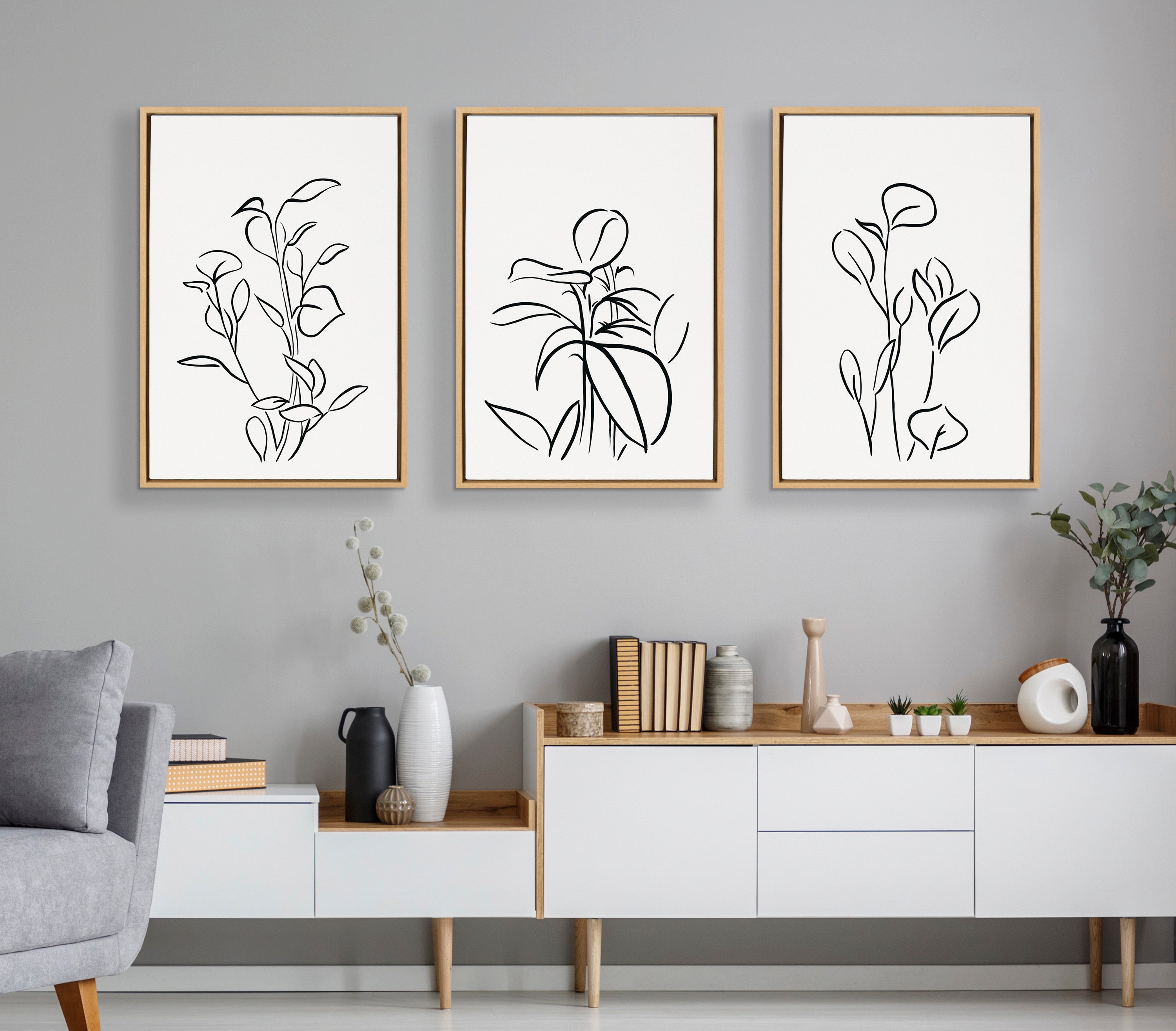 Sylvie Botanical Sketch Print No 1 Framed Canvas by The Creative Bunch