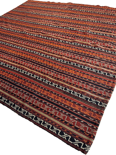 UNIQUE Antique Square Azerbijani Shahsavan Jajim Rug 6’4” x 6’8” by Rugistan - product image 2 for Resin Society