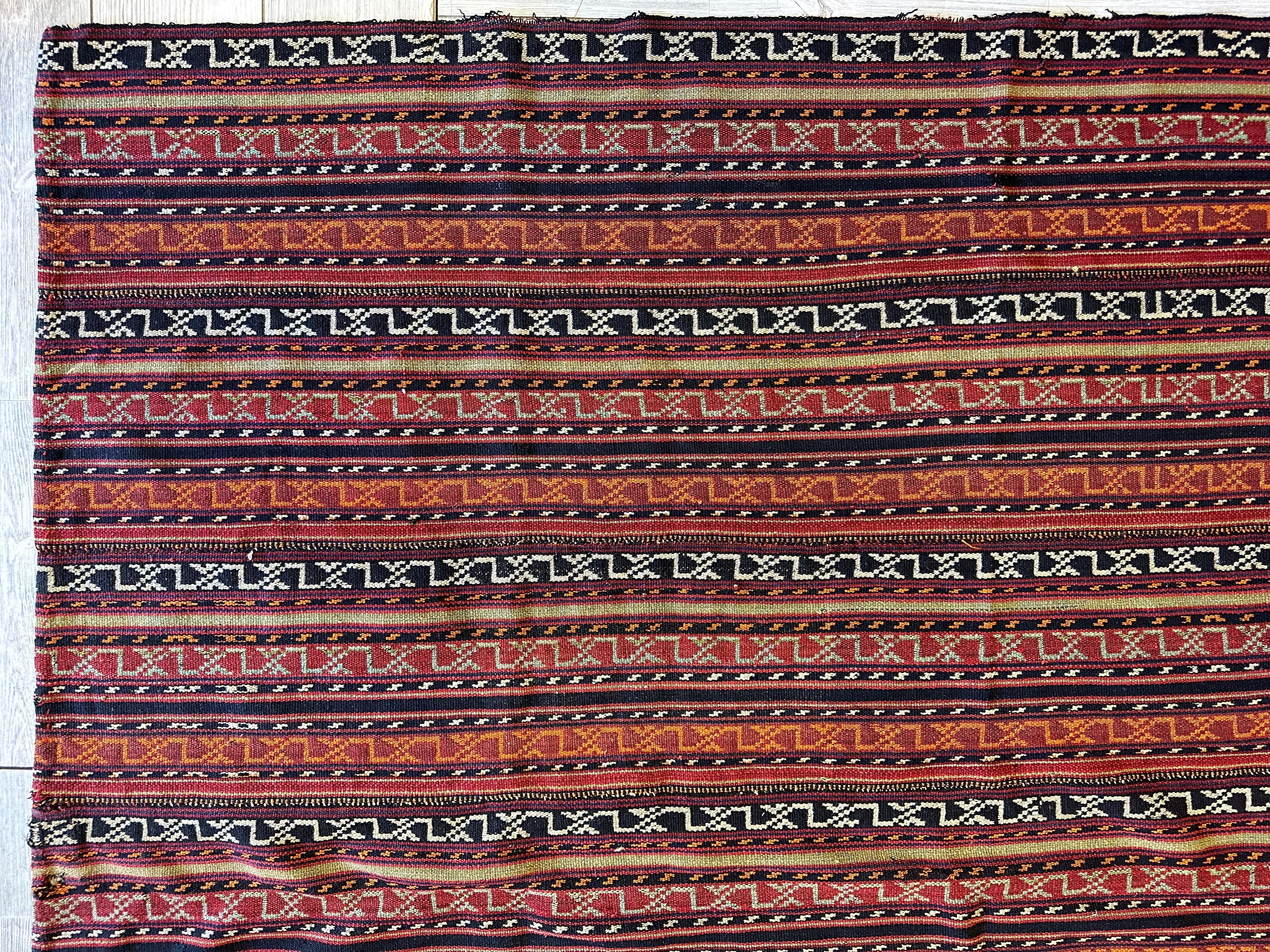 UNIQUE Antique Square Azerbijani Shahsavan Jajim Rug 6’4” x 6’8” by Rugistan - product image 4 for Resin Society
