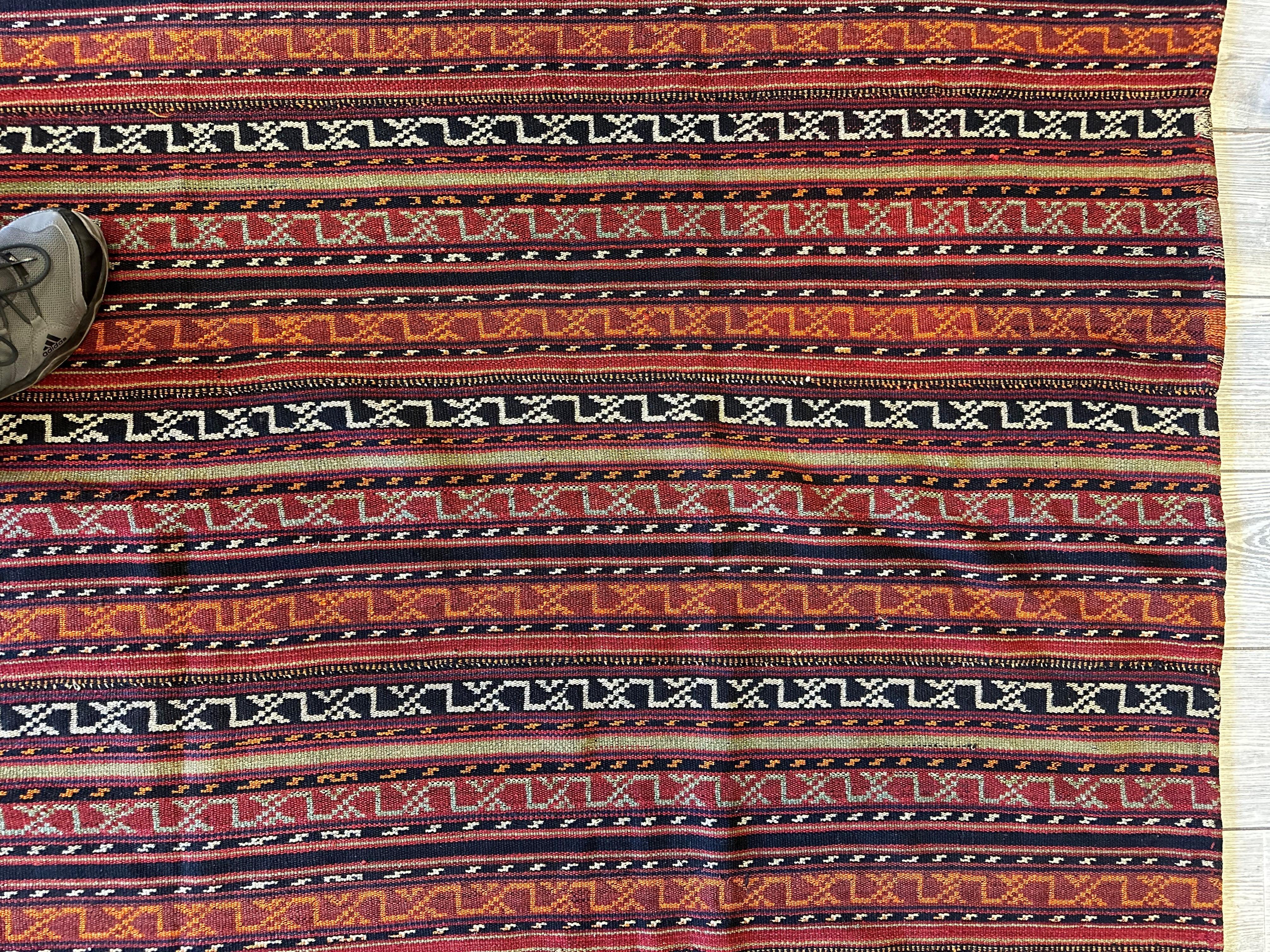 UNIQUE Antique Square Azerbijani Shahsavan Jajim Rug 6’4” x 6’8” by Rugistan - product image 8 for Resin Society