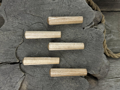 Set of 5 universal wooden handles made from ash wood with tapered ergonomic design