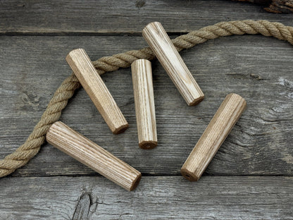 Set of 5 universal wooden handles made from ash wood with tapered ergonomic design