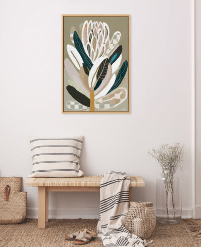 Sylvie Sage Protea Framed Canvas by Inkheart Designs
