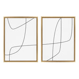 Sylvie Modern Line Abstract 3 and 4 Black and White Framed Canvas by kateandlaurel