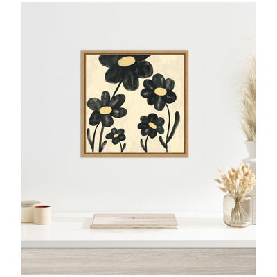 Sylvie Black Flowers Framed Canvas by Carrie Cantwell