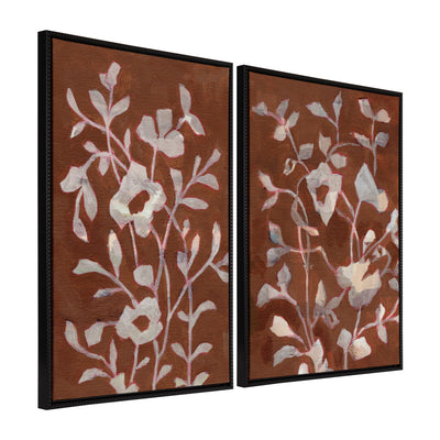 Sylvie Beaded Botanical Harmony I and II framed canvas art set showing floral designs and vintage beaded frames