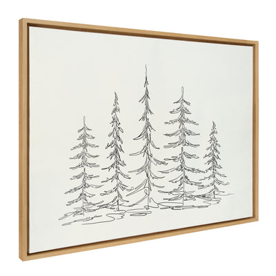 Sylvie Minimalist Evergreen Trees Sketch Framed Canvas by kateandlaurel - product image 16 for Resin Society