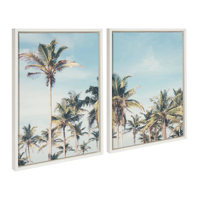 Sylvie Coastal Coconut Palm Tree Beach Framed Canvas Set by The by kateandlaurel - product image 2 for Resin Society