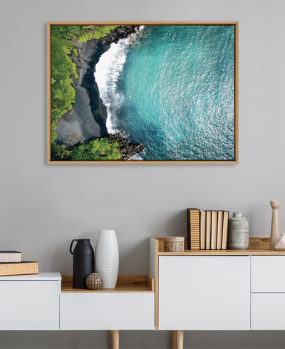 Sylvie Maui Black Sand Beach 1 Framed Canvas by Rachel Bolgov by kateandlaurel - product image 11 for Resin Society