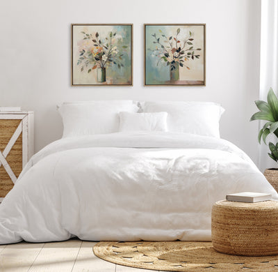 Sylvie Traditional Boho Floral Botanical I Framed Canvas by The Creative Bunch Studio