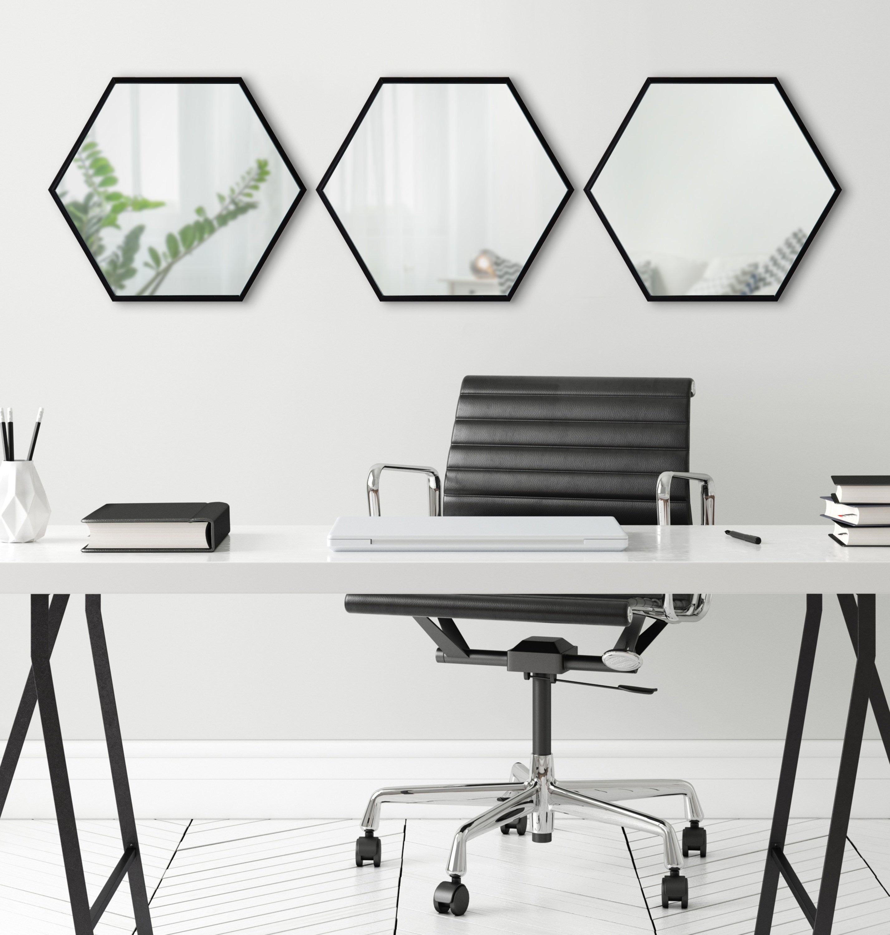 Rhodes Framed Hexagon Wall Mirror Set by kateandlaurel - product image 5 for Resin Society