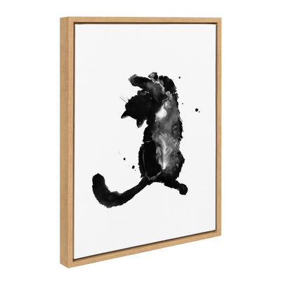 Sylvie Playful Cat BW black-and-white framed canvas art showing a playful cat floating frame