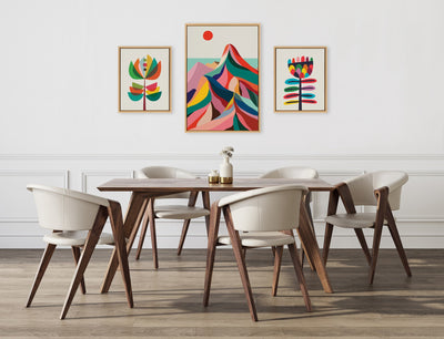 Sylvie MCM Mountains, Great Love Botanical and MCM Modern Wildflower Framed Canvas Art Set by Rachel Lee of My Dream Wall
