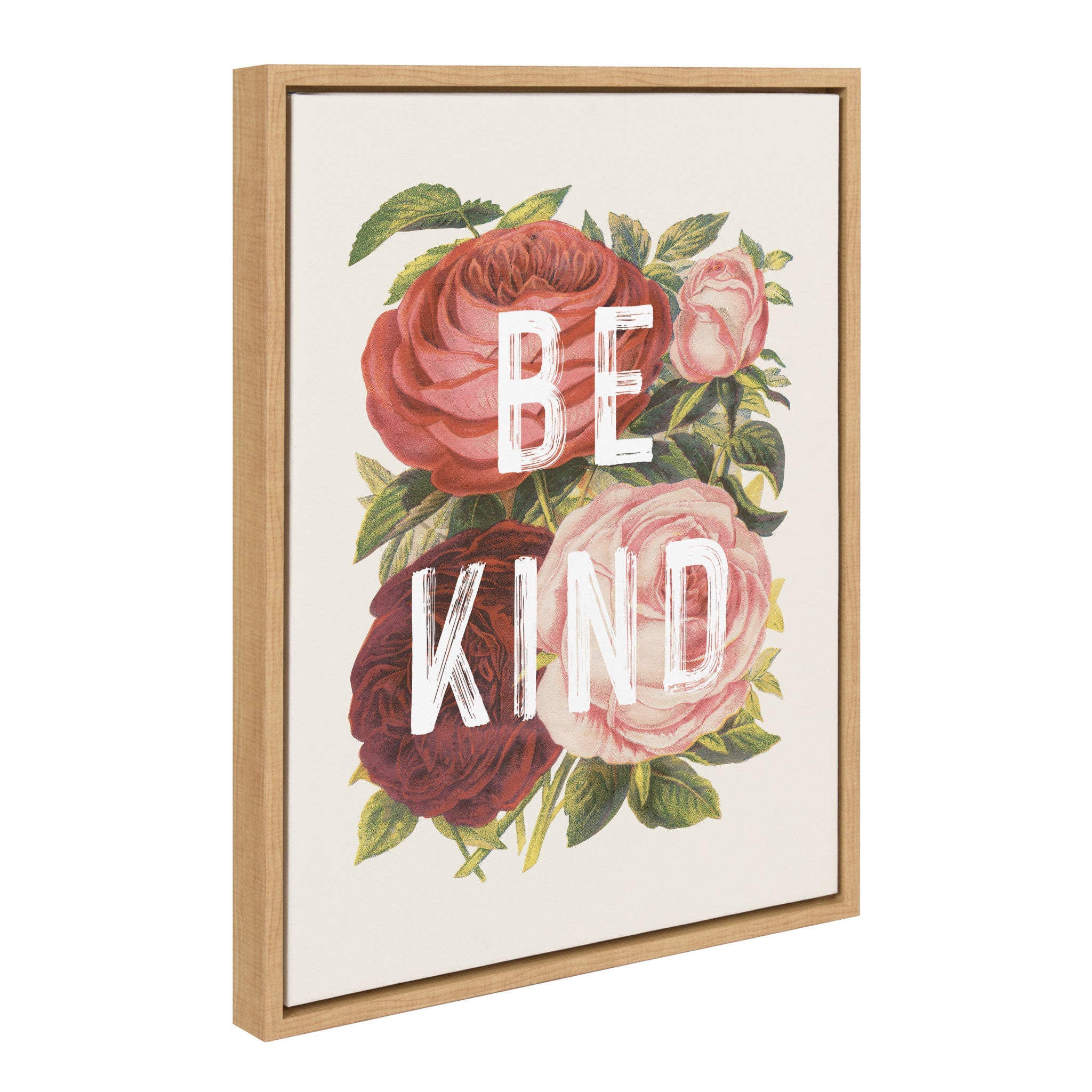 Sylvie Vintage Flowers Be Kind Framed Canvas by The Creative Bunch by kateandlaurel - product image 2 for Resin Society