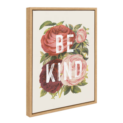 Sylvie Vintage Flowers Be Kind Framed Canvas by The Creative Bunch by kateandlaurel - product image 2 for Resin Society