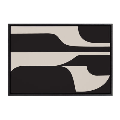Sylvie Eye Catching Sleek Abstract 6 Black and Beige Framed Canvas by kateandlaurel - product image 14 for Resin Society