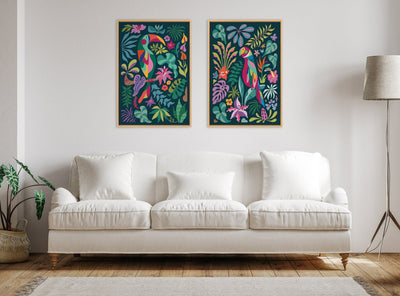 Sylvie Tropical Parrot Framed Canvas by Rachel Lee