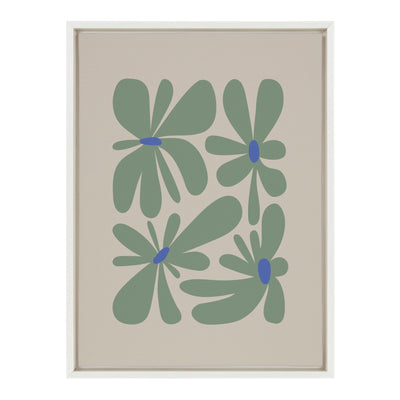 Sylvie Colorful Abstract Retro Floral Groovy Green Framed Canvas by kateandlaurel - product image 2 for Resin Society