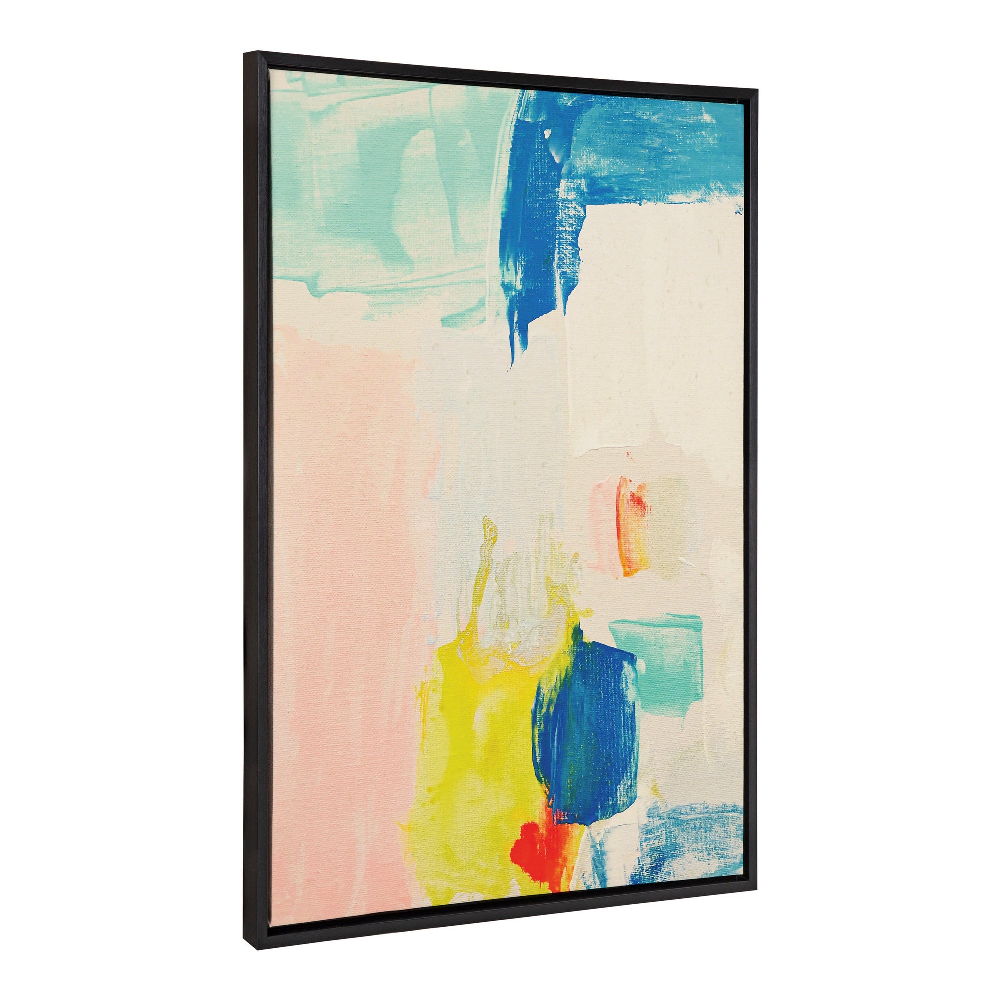 Sylvie Pop of Color I framed canvas art showing brushstrokes in vibrant colors within a floating frame