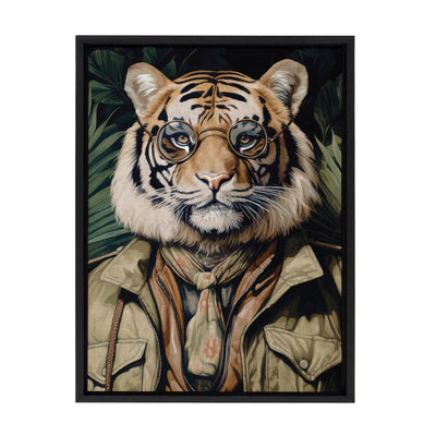 Sylvie Dark Academia Jungle Safari Tiger Framed Canvas by The Creative Bunch Studio