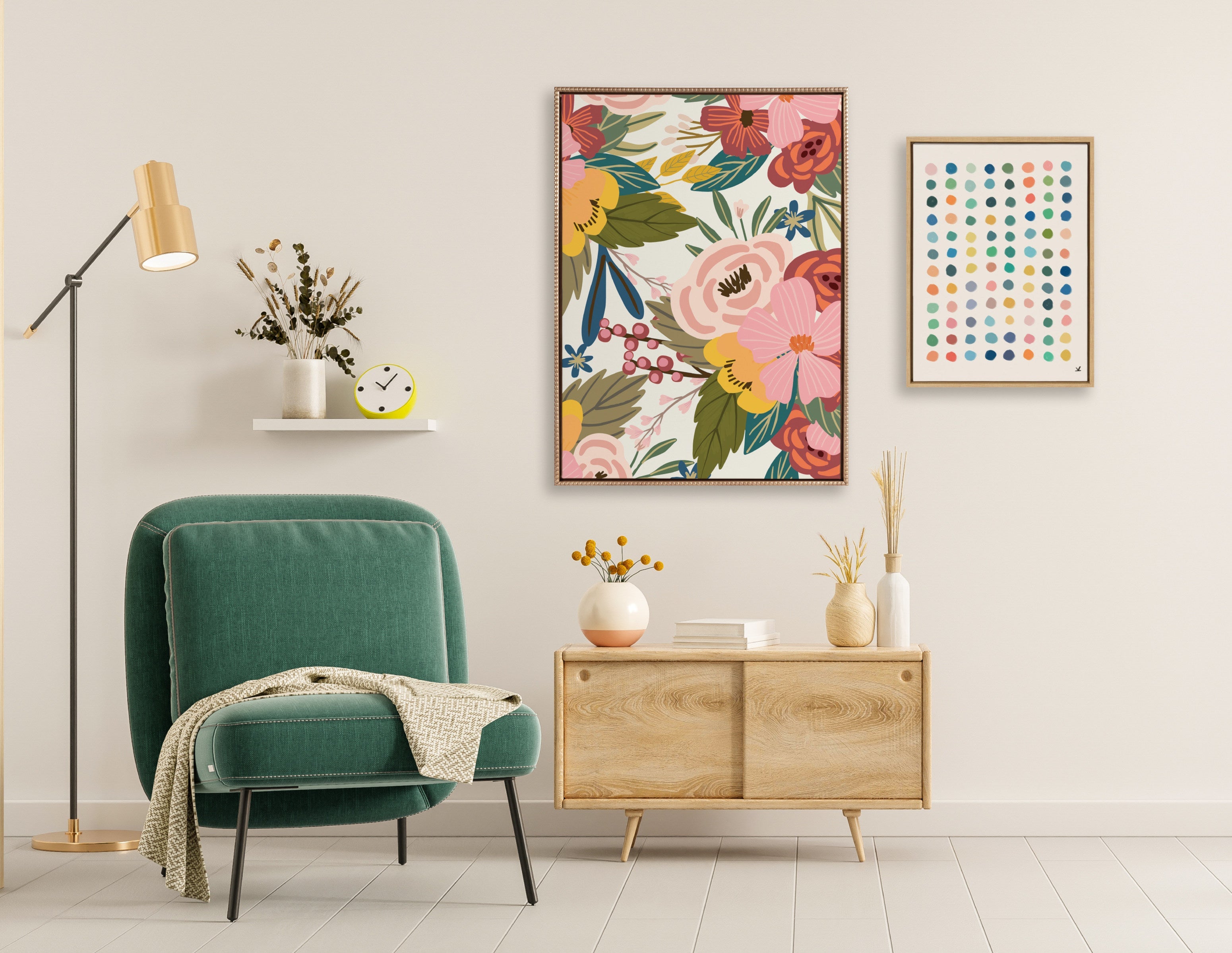 Sylvie Beaded Softly Framed Canvas by Mia Charro