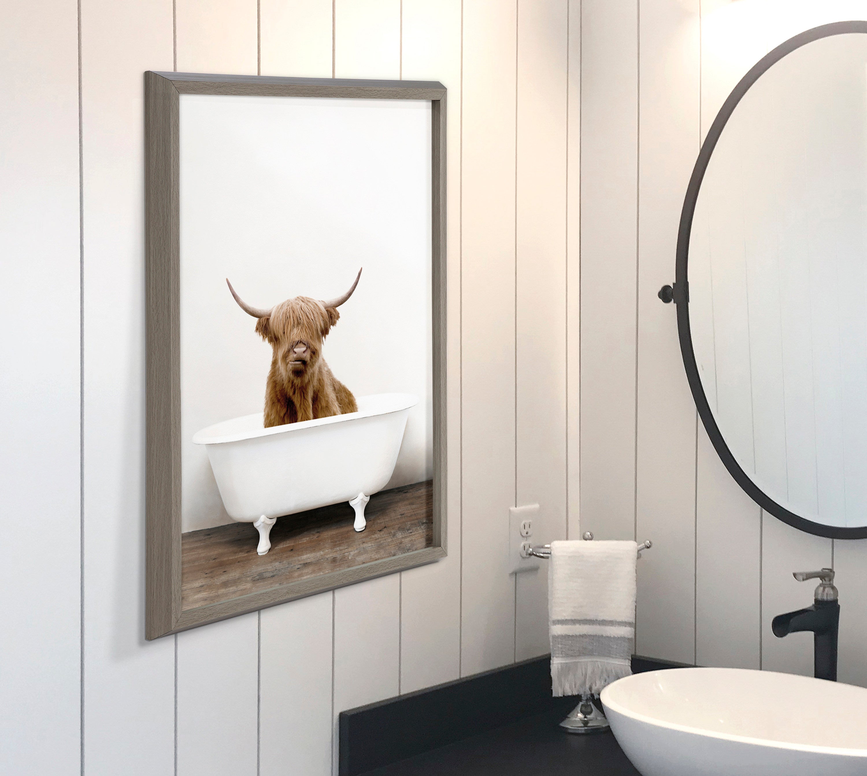Blake Highland Cow in Tub Color Framed Printed Glass by kateandlaurel - product image 18 for Resin Society