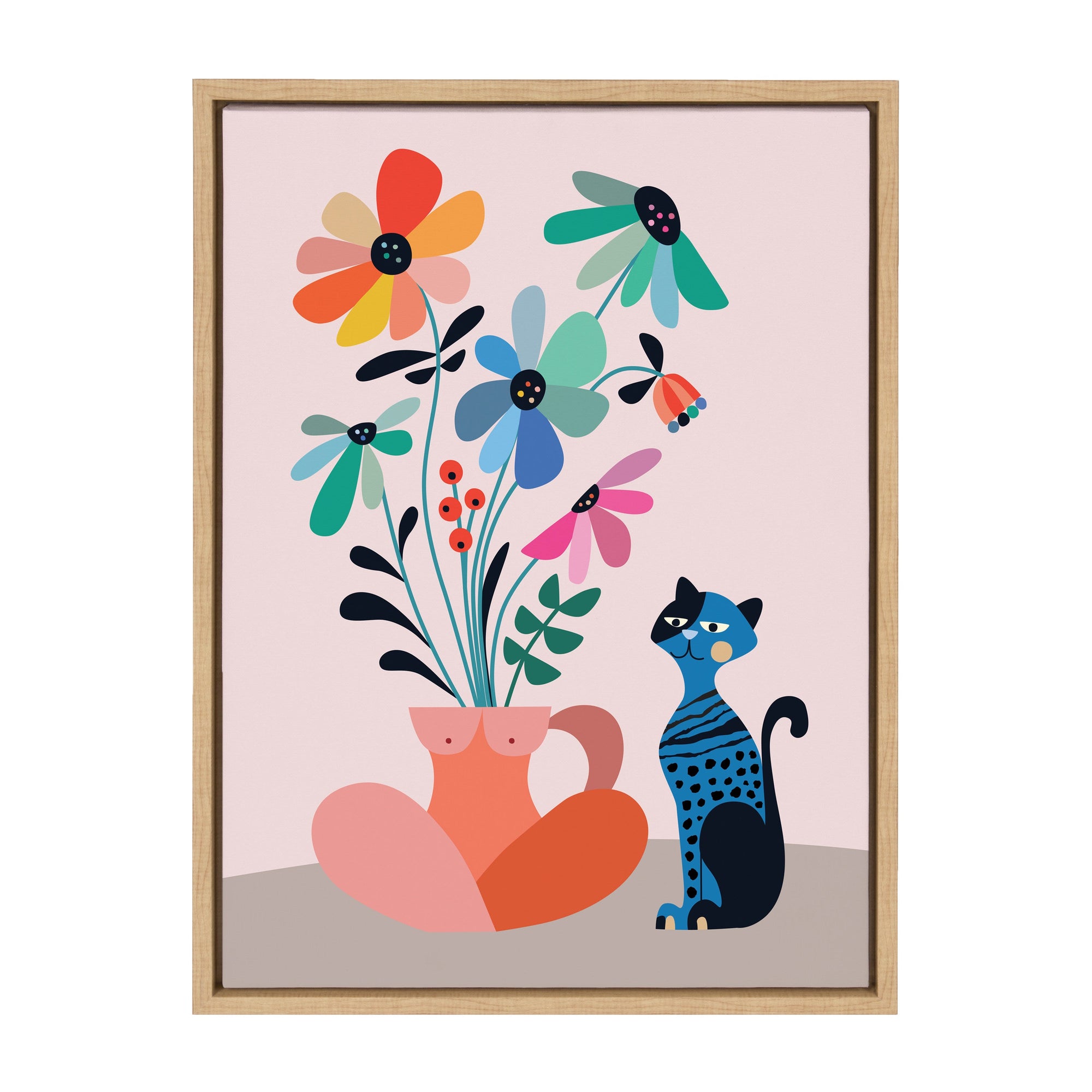 Sylvie Mid Century Modern Daisies Framed Canvas by kateandlaurel - product image 10 for Resin Society