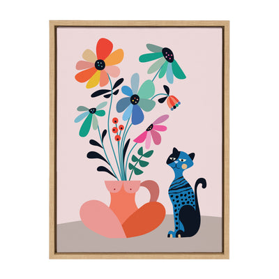 Sylvie Mid Century Modern Daisies Framed Canvas by kateandlaurel - product image 10 for Resin Society