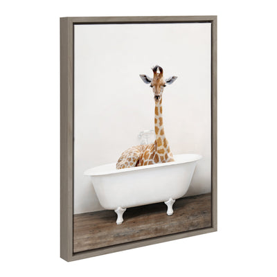 Sylvie Giraffe 2 in the Tub Color Framed Canvas by kateandlaurel - product image 6 for Resin Society