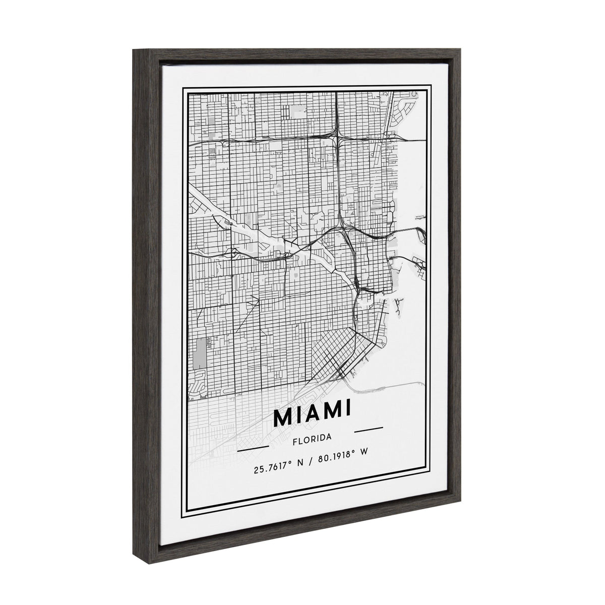 Sylvie Miami Modern Map Framed Canvas by kateandlaurel - product image 2 for Resin Society