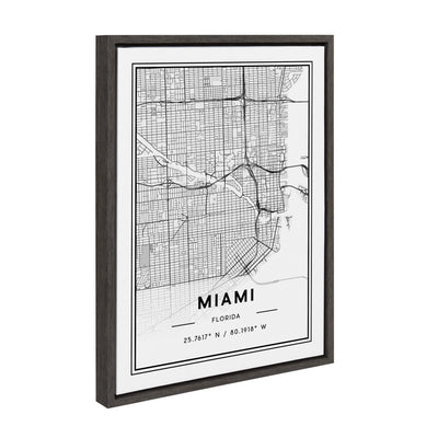 Sylvie Miami Modern Map Framed Canvas by kateandlaurel - product image 2 for Resin Society