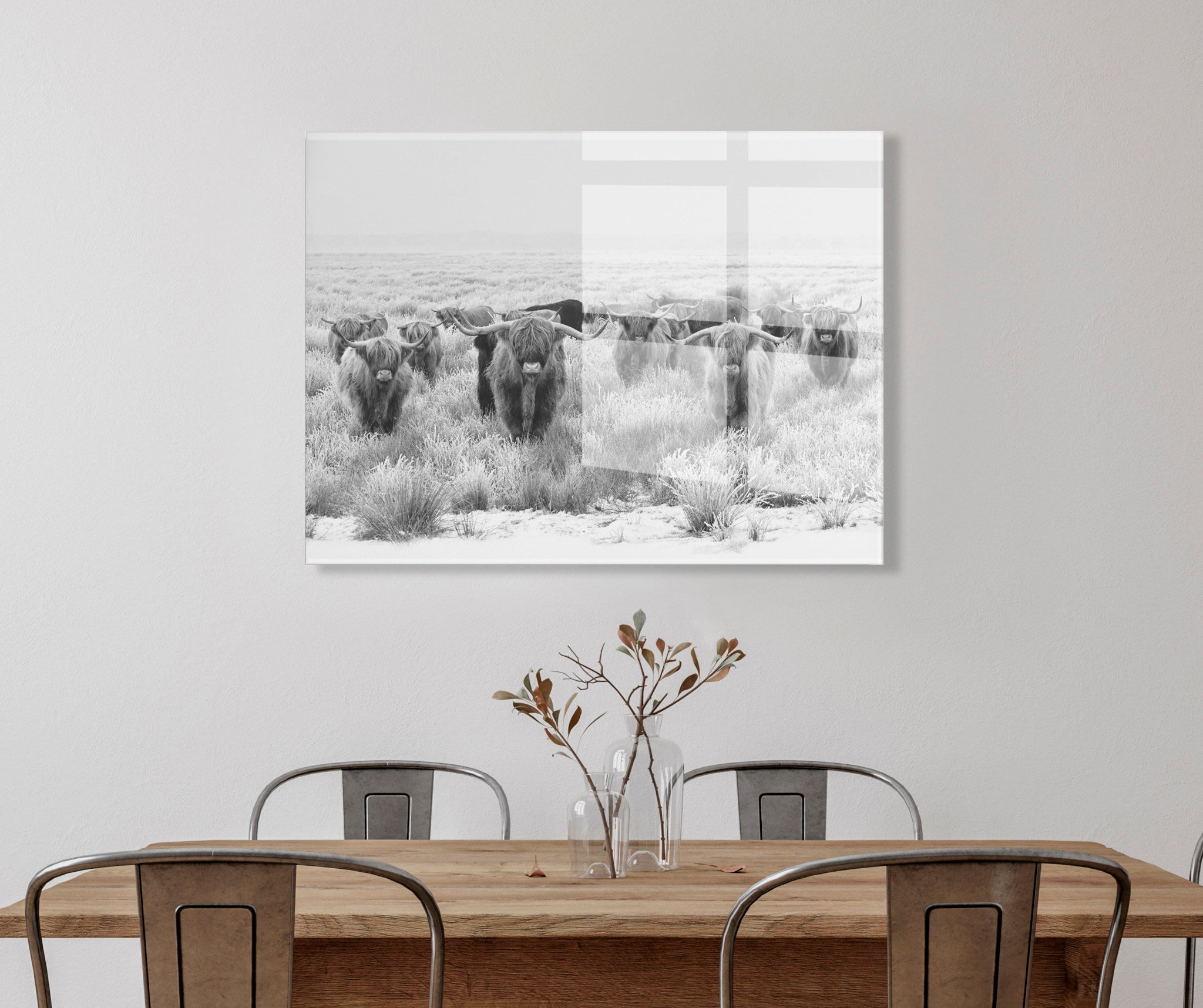 Herd of Highland Cows BW Floating Acrylic Art by The Creative Bunch by kateandlaurel - product image 9 for Resin Society
