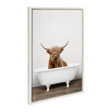Sylvie Highland Cow in Tub Color Framed Canvas by kateandlaurel - main product image for Resin Society