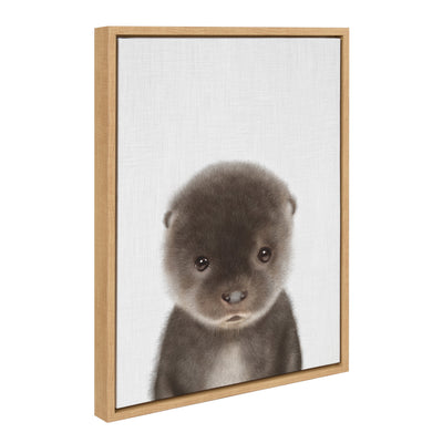 Sylvie Baby Otter Color Illustration Framed Canvas by kateandlaurel - product image 7 for Resin Society