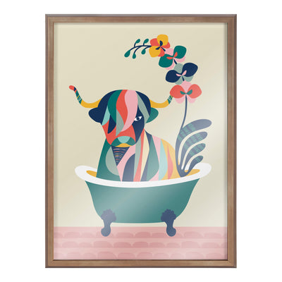 Blake Mid Century Modern Cow in Bathtub Framed Printed Glass by kateandlaurel - product image 2 for Resin Society