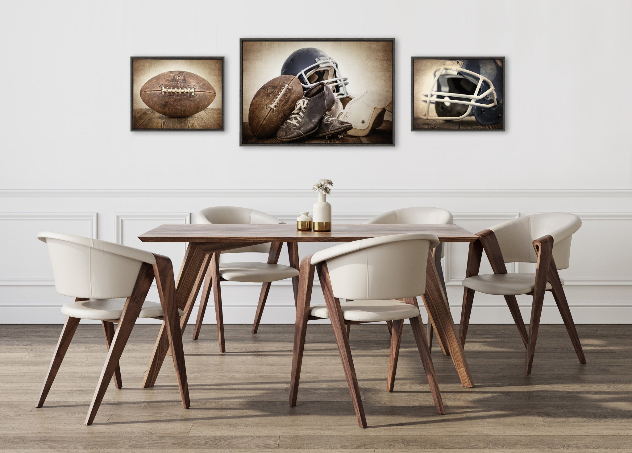 Sylvie Vintage Football Framed Canvas Art Set by Saint and Sailor Studios