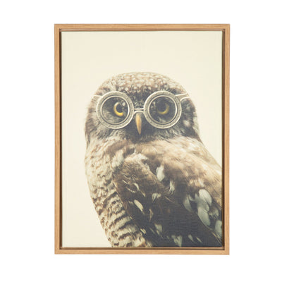 Sylvie Owl Wearing Glasses Framed Canvas by kateandlaurel - main product image for Resin Society