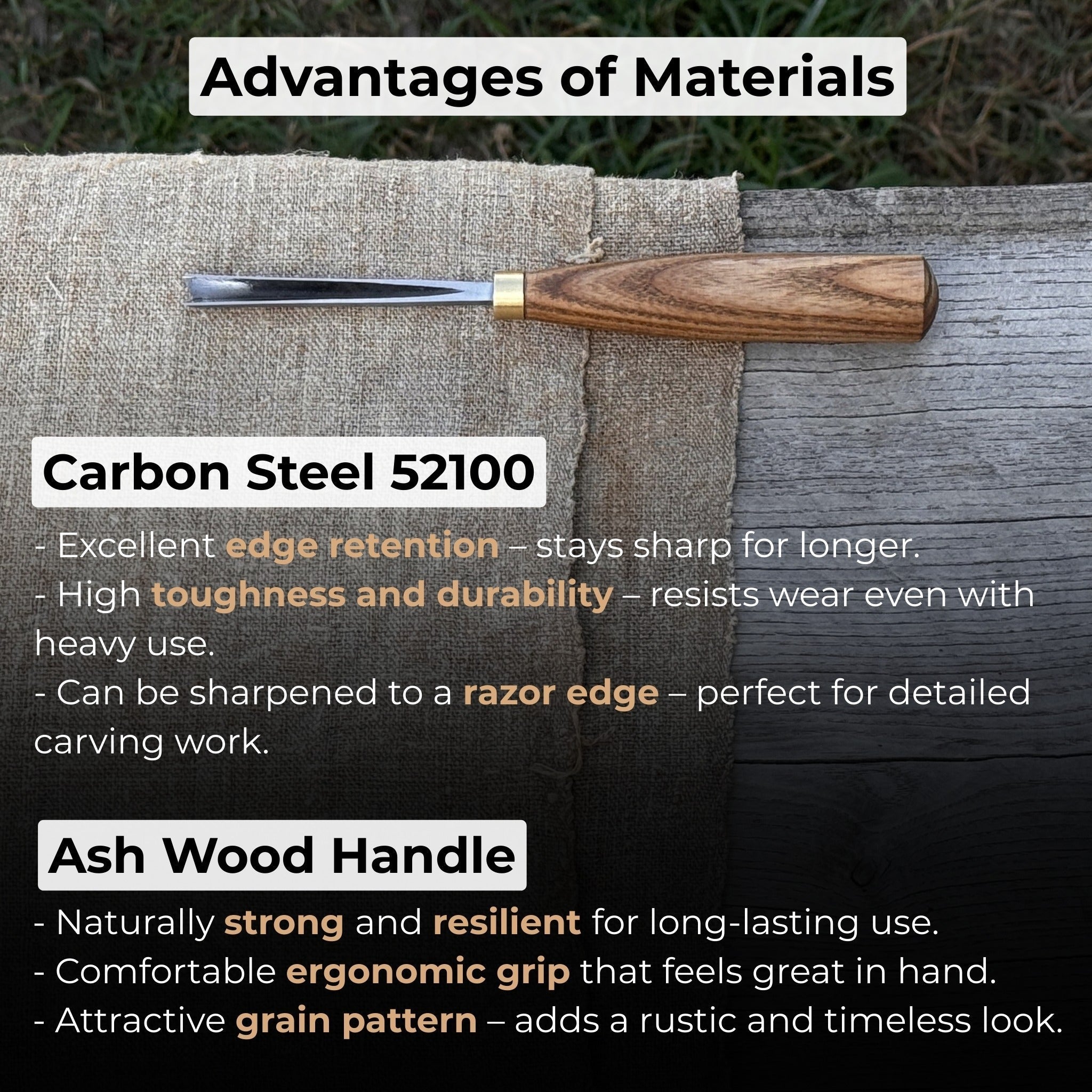 V-Parting Chisel 60 Degree with 6 mm blade and wooden handle by Sharky Forged Steel Tools