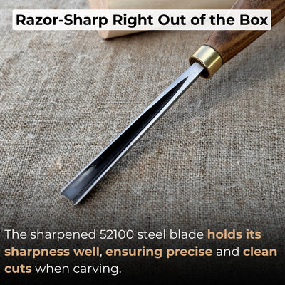 V-Parting Chisel 60 Degree with 6 mm blade and wooden handle by Sharky Forged Steel Tools