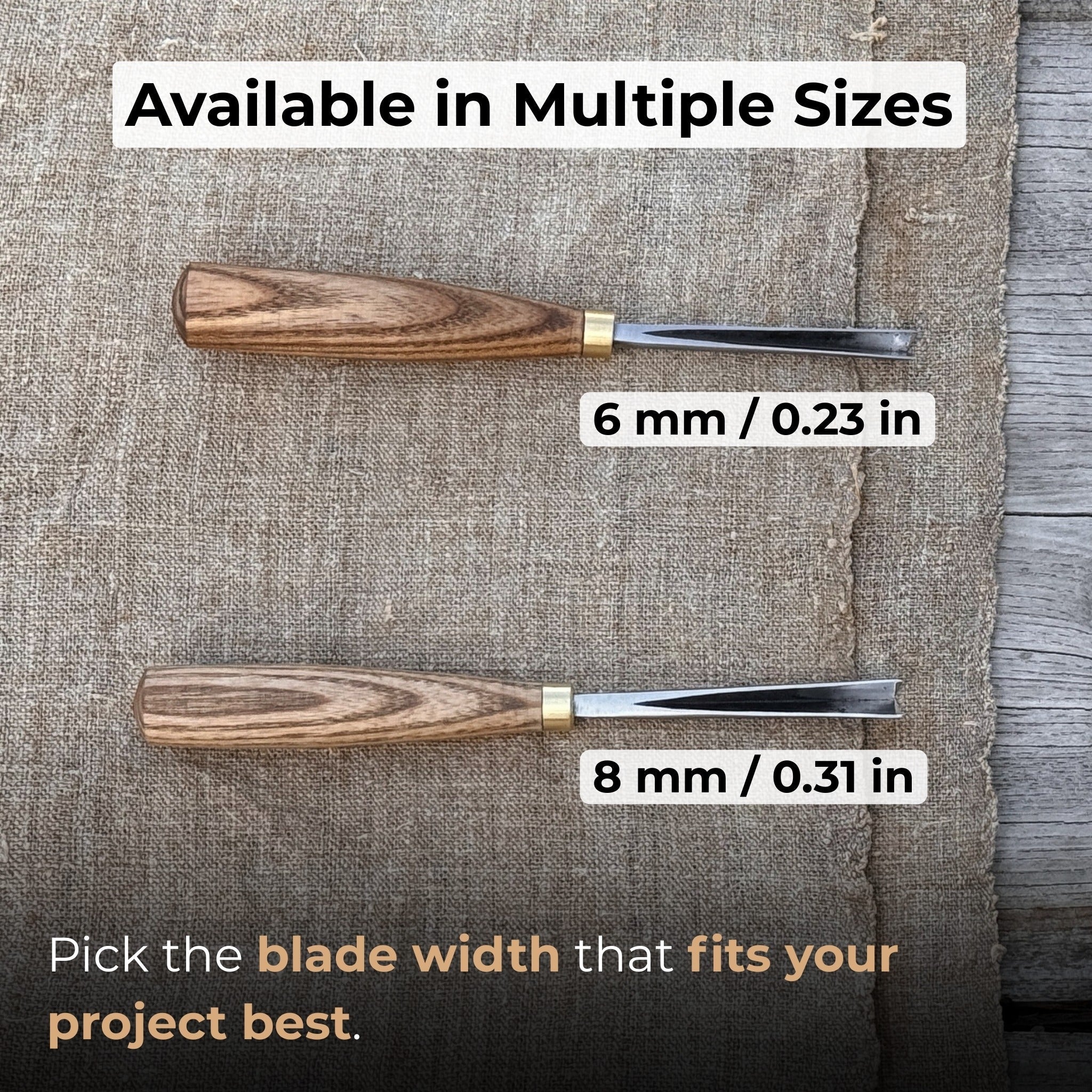 V-Parting Chisel 60 Degree with 6 mm blade and wooden handle by Sharky Forged Steel Tools