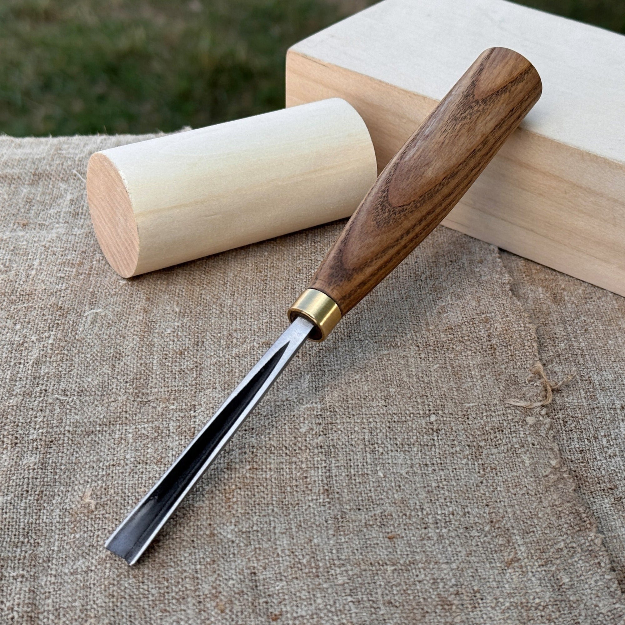 V-Parting Chisel 60 Degree with 6 mm blade and wooden handle by Sharky Forged Steel Tools