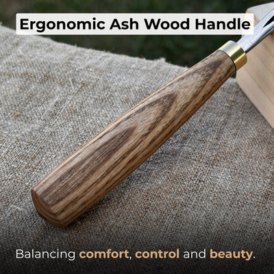 V-Parting Chisel with 60 degree 8 mm blade and wooden handle by Sharky Forged Steel Tools