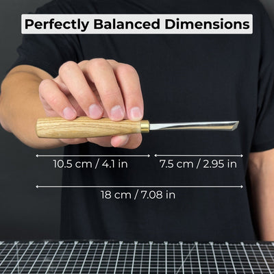 V-Parting Chisel with 60 degree 8 mm blade and wooden handle by Sharky Forged Steel Tools